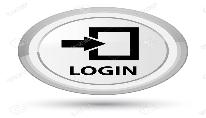 Login isolated on prime white round button abstract illustration