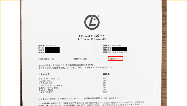 LPIC2試験結果201